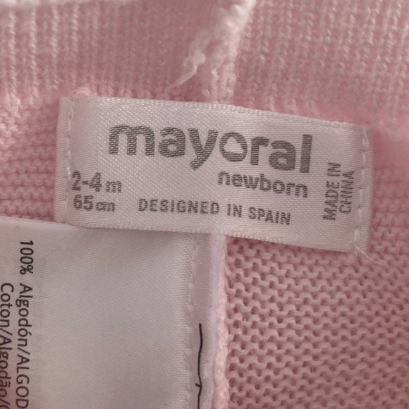 Mayoral Newborn 2-4M pink knit pants - Picture 2 of 5